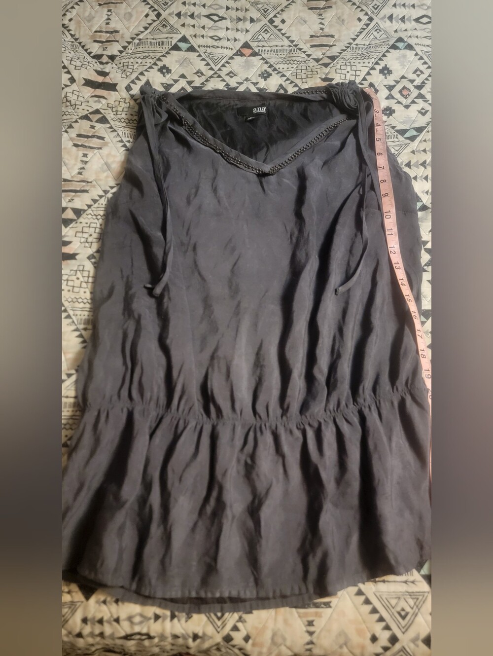 a.n.a Black Sleeveless Drawstring Waist Women's Top